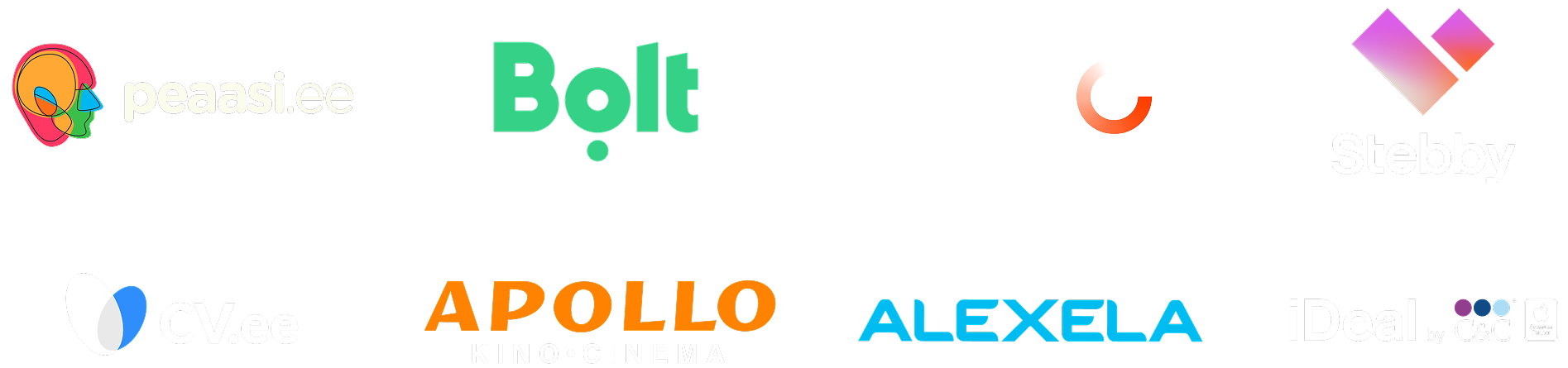 Videokeskus kliendid Peaasi.ee, Bolt, Tripod, Stebby, Messente, Asi on minus!, Digitaalehituse klaster